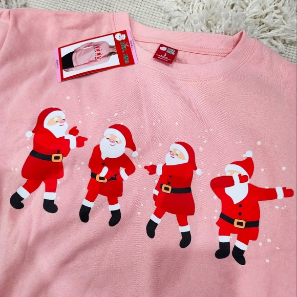 🆕️🎄Womens Small, Dancing Santa pink Sweater Christmas - Picture 2 of 3